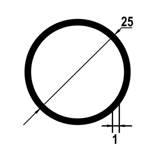 Труба круглая Ø 25 мм ТКр 08.2000.501л Серебро. Цена за 5 штук.
