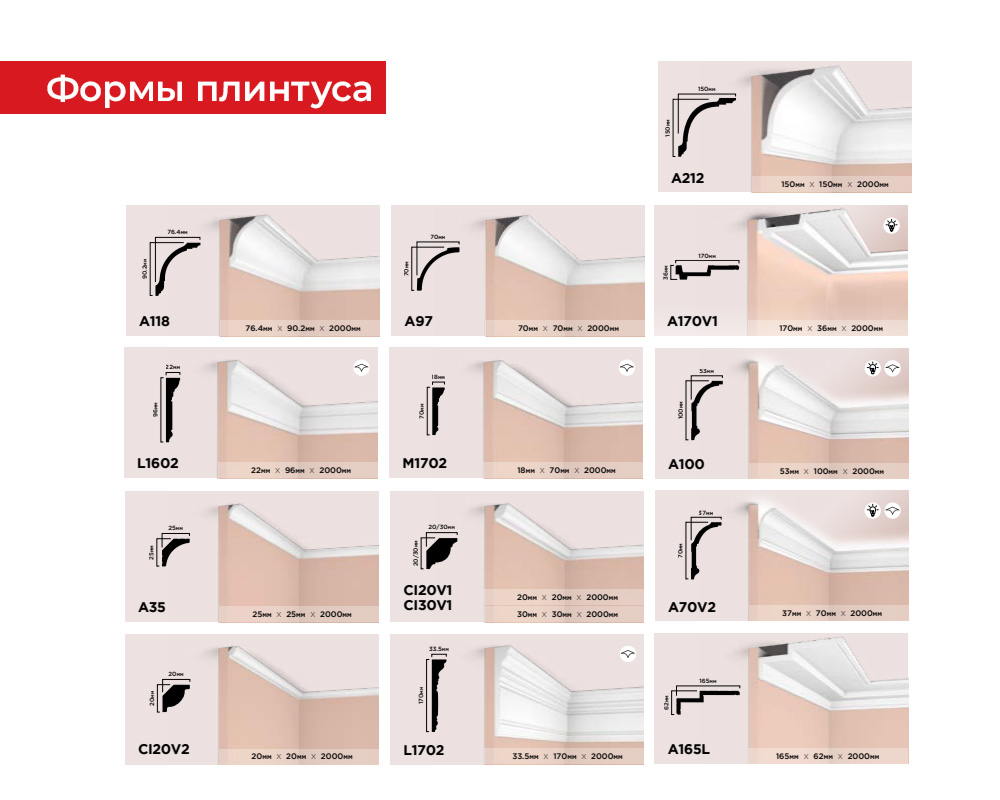 Карниз из полистирола высокой плотности HI WOOD L1902 120мм х 35мм х 2,0м.