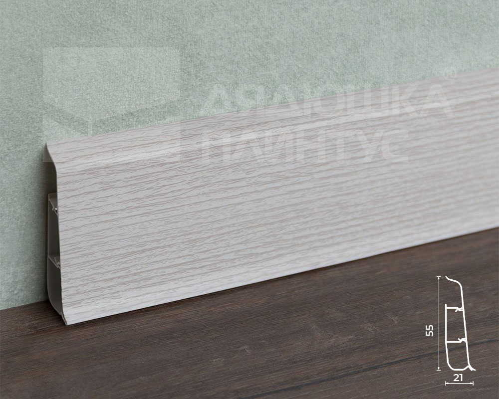 Плинтус со съемной панелью ПВХ Деконика ИДЕАЛ 55мм 2,2м. 265 Клен патина